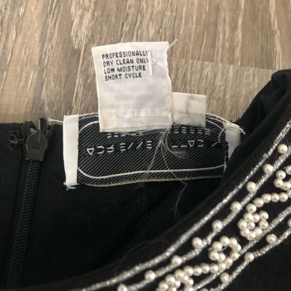 Vintage Adrienne Vittadini Petite Sz 2 Black Sheath Beaded Elegant Dress Womens - Picture 7 of 12